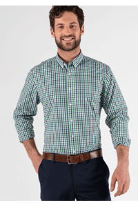 Gloucester Men's Long Sleeve Shirt - green/navy/white