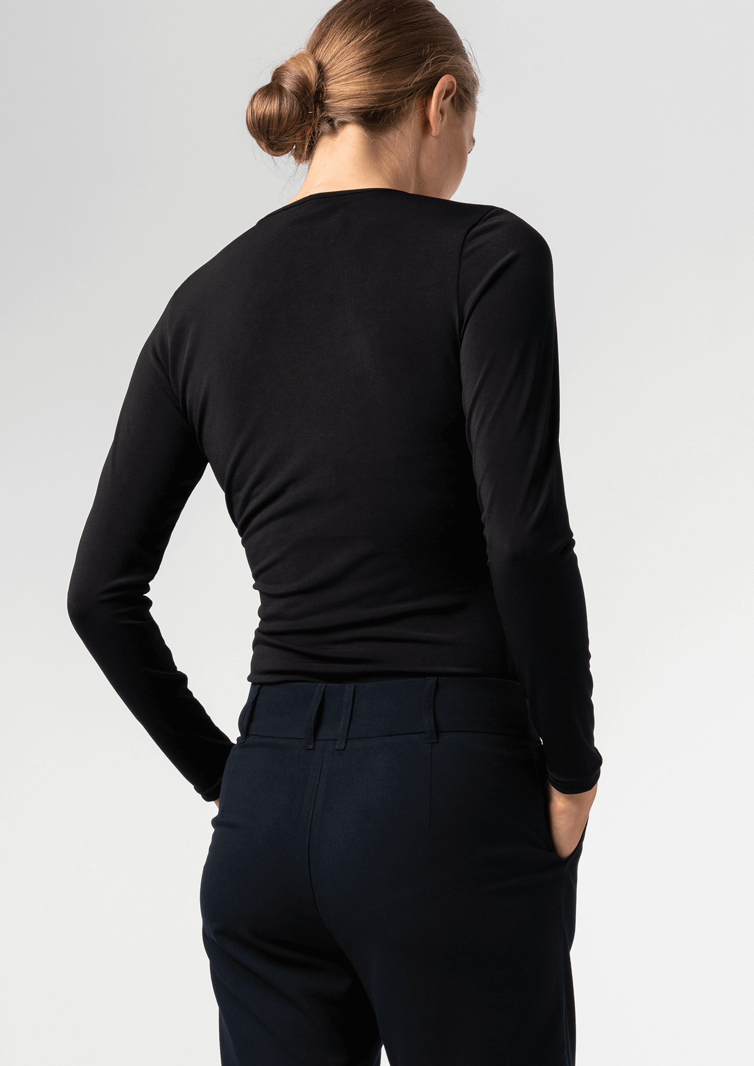 Brighton Long Sleeve Crossover Top - black