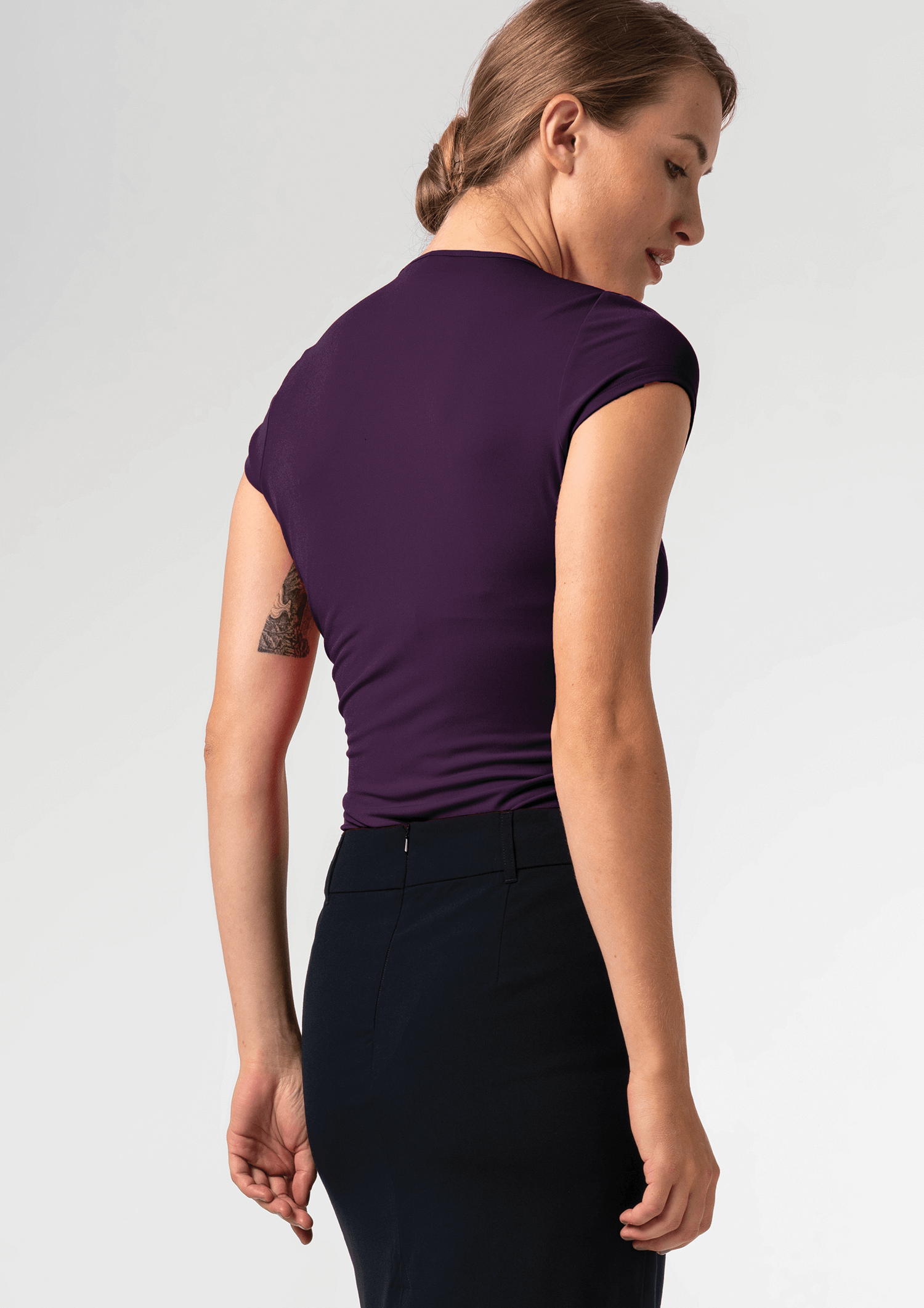 Brighton Short Sleeve Crossover Top - purple