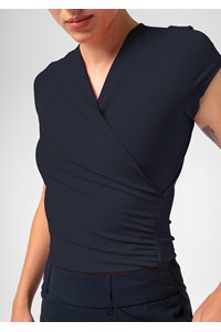 Brighton Short Sleeve Crossover Top - navy