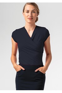 Brighton Short Sleeve Crossover Top - navy