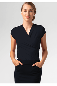 Brighton Short Sleeve Crossover Top - navy