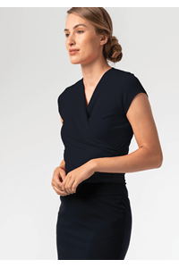 Brighton Short Sleeve Crossover Top - navy