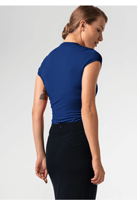 Brighton Short Sleeve Crossover Top - cobalt