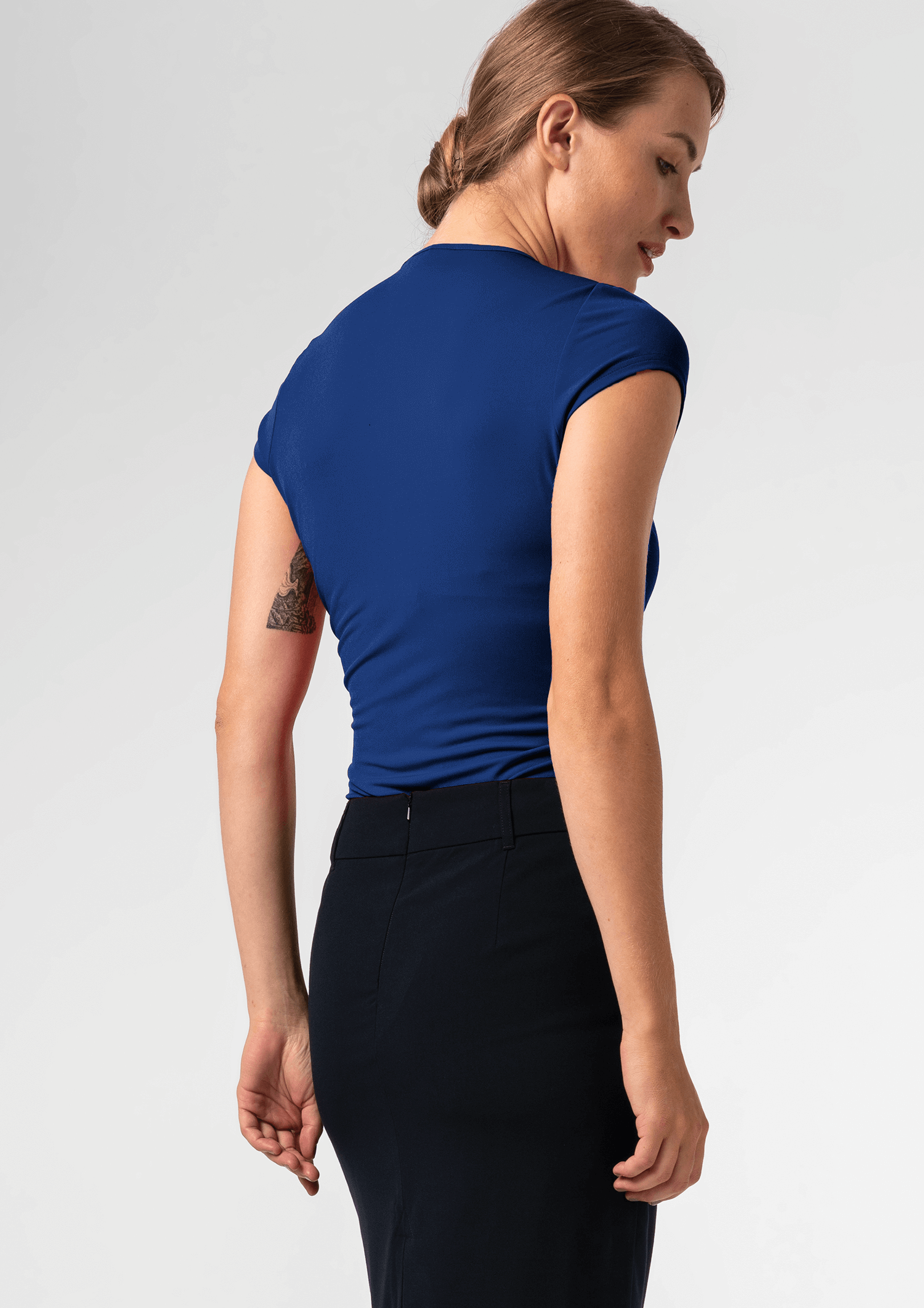 Brighton Short Sleeve Crossover Top - cobalt