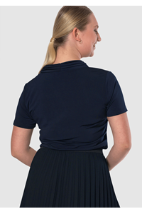 Athens Cowl Neck Top - navy