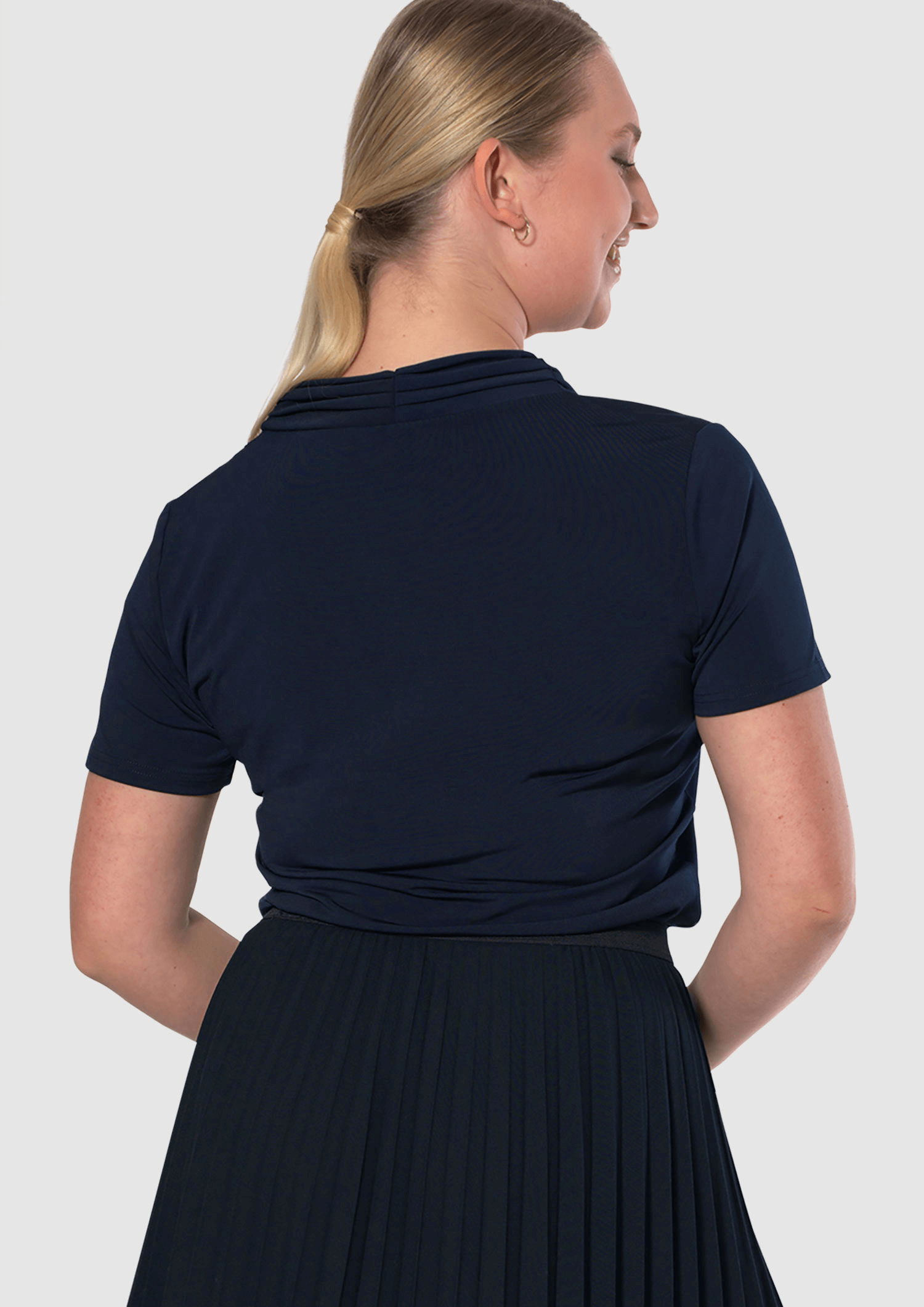 Athens Cowl Neck Top - navy