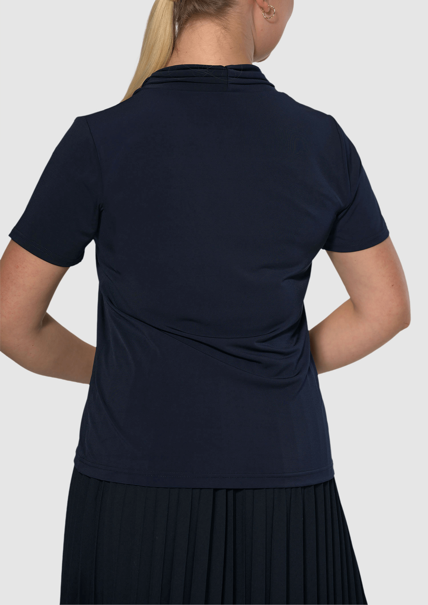 Athens Cowl Neck Top - navy