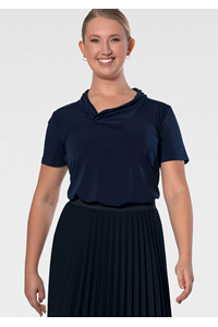 Athens Cowl Neck Top - navy