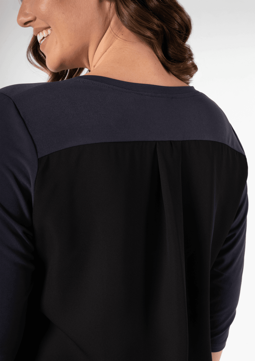 Chelsea V Neck Top - charcoal/black