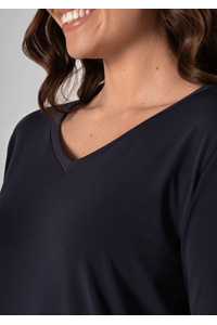 Chelsea V Neck Top - charcoal/black