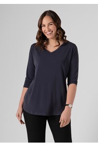 Chelsea V Neck Top - charcoal/black