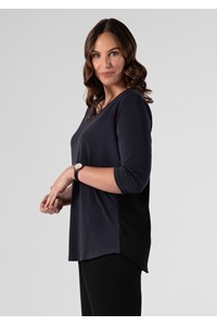 Chelsea V Neck Top - charcoal/black