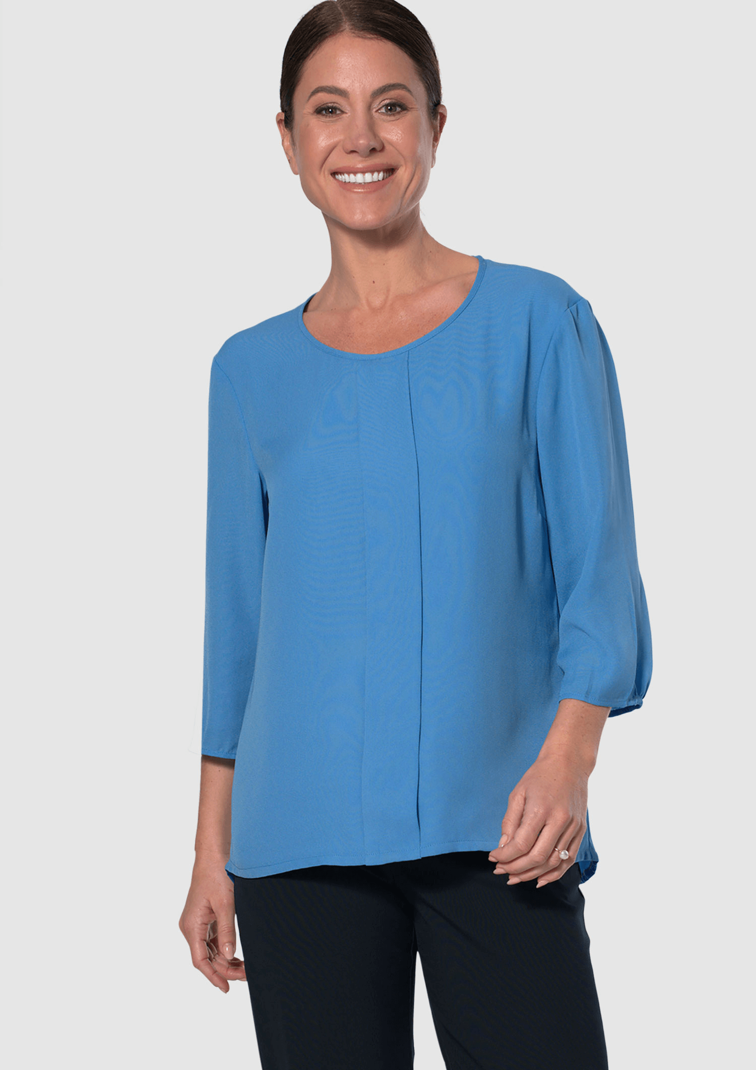 Santiago 3/4 Sleeve Top - mid blue