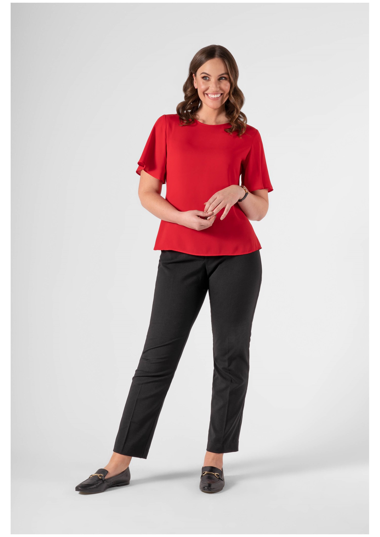 Monaco Bell Sleeve Top - scarlet