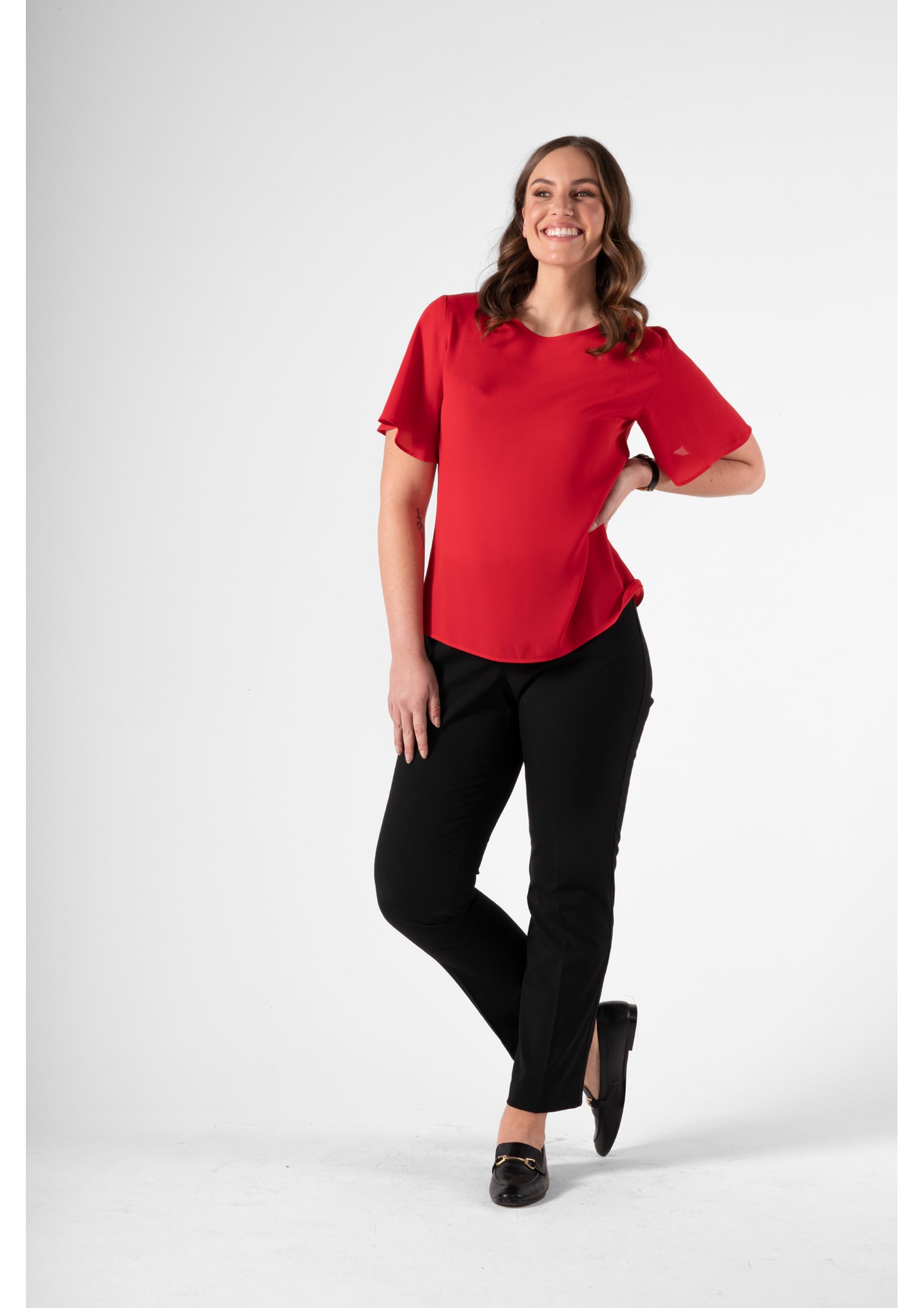 Monaco Bell Sleeve Top - scarlet