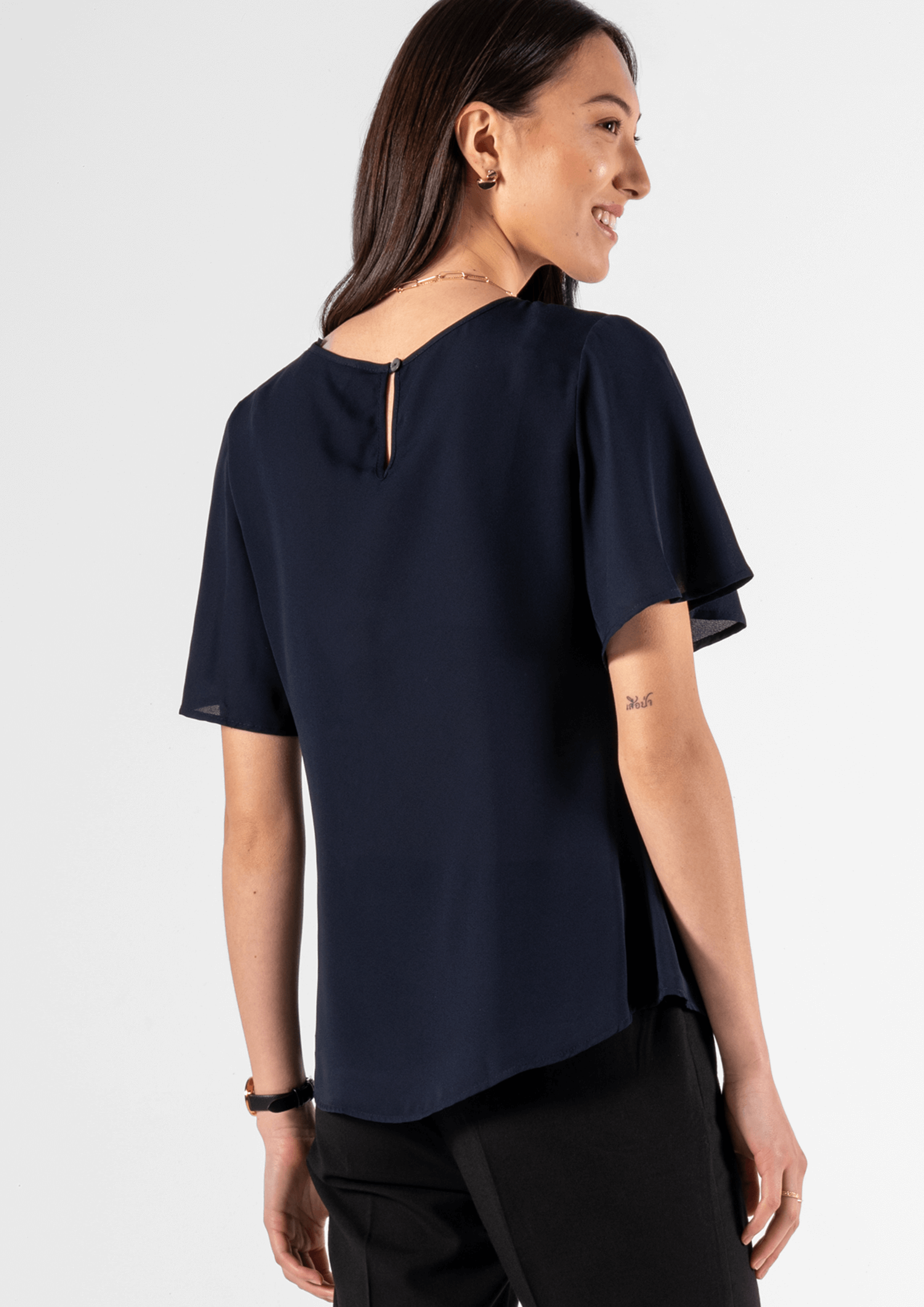 Monaco Bell Sleeve Top - dark navy