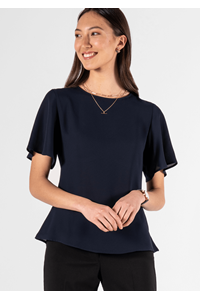 Monaco Bell Sleeve Top - dark navy