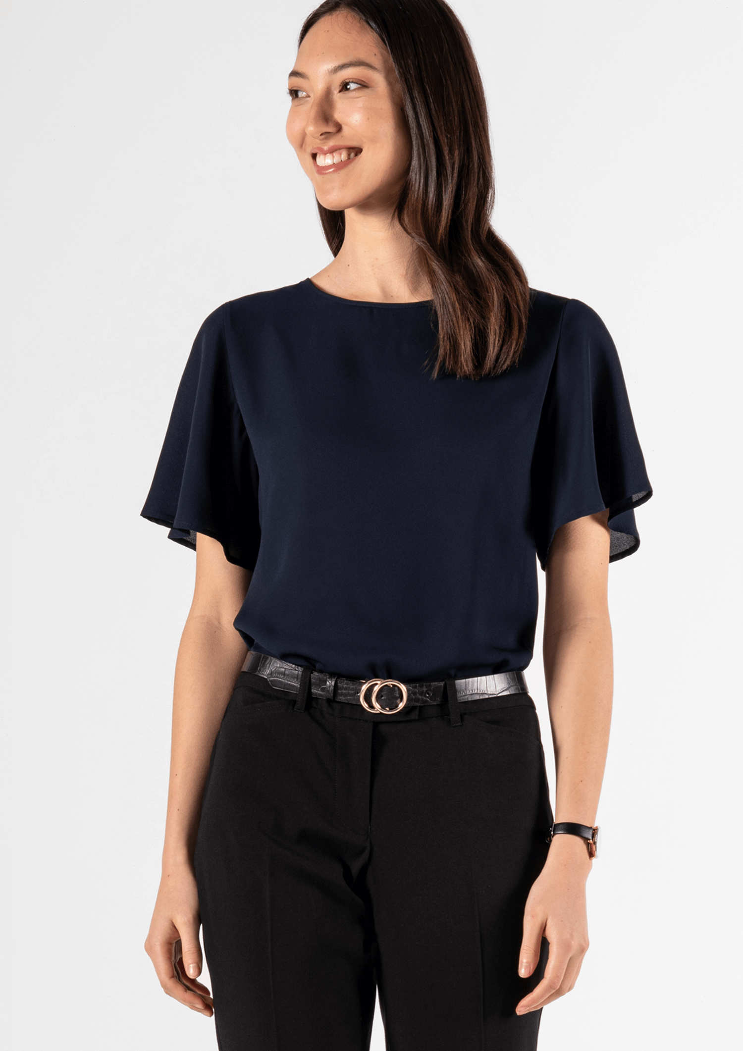 Monaco Bell Sleeve Top - dark navy