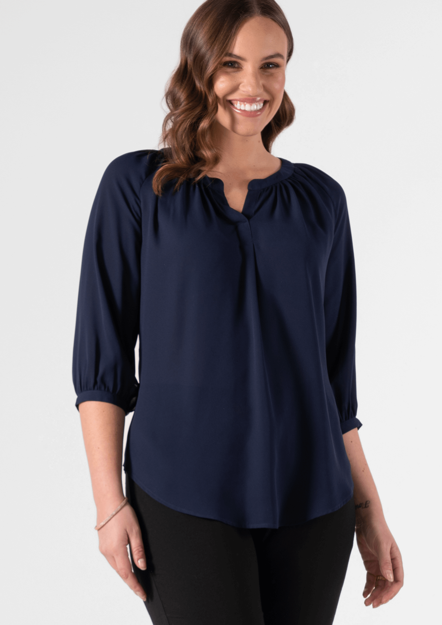 Florence 3/4 Sleeve Top - dark navy