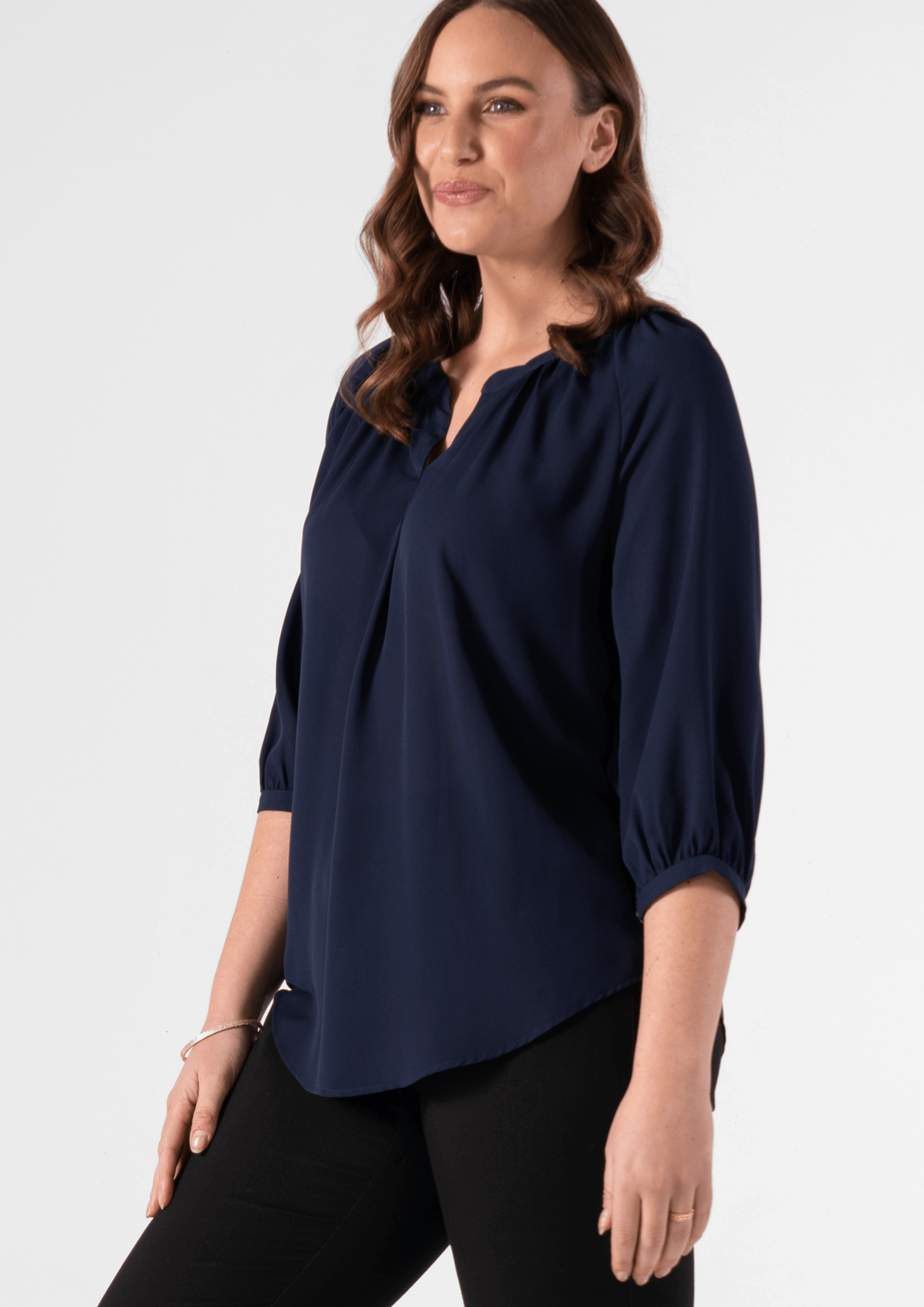 Florence 3/4 Sleeve Top - dark navy