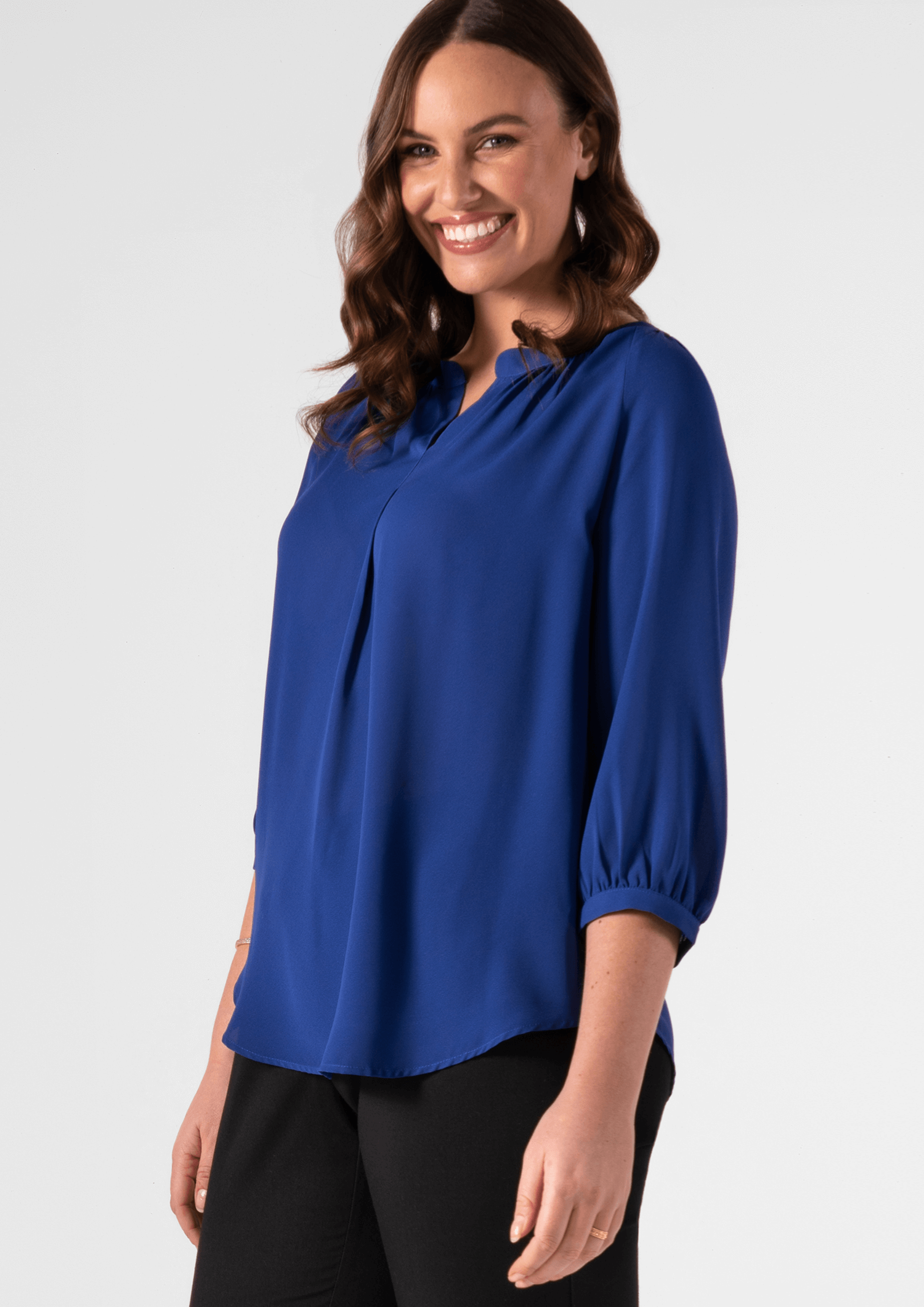 Florence 3/4 Sleeve Top - cobalt