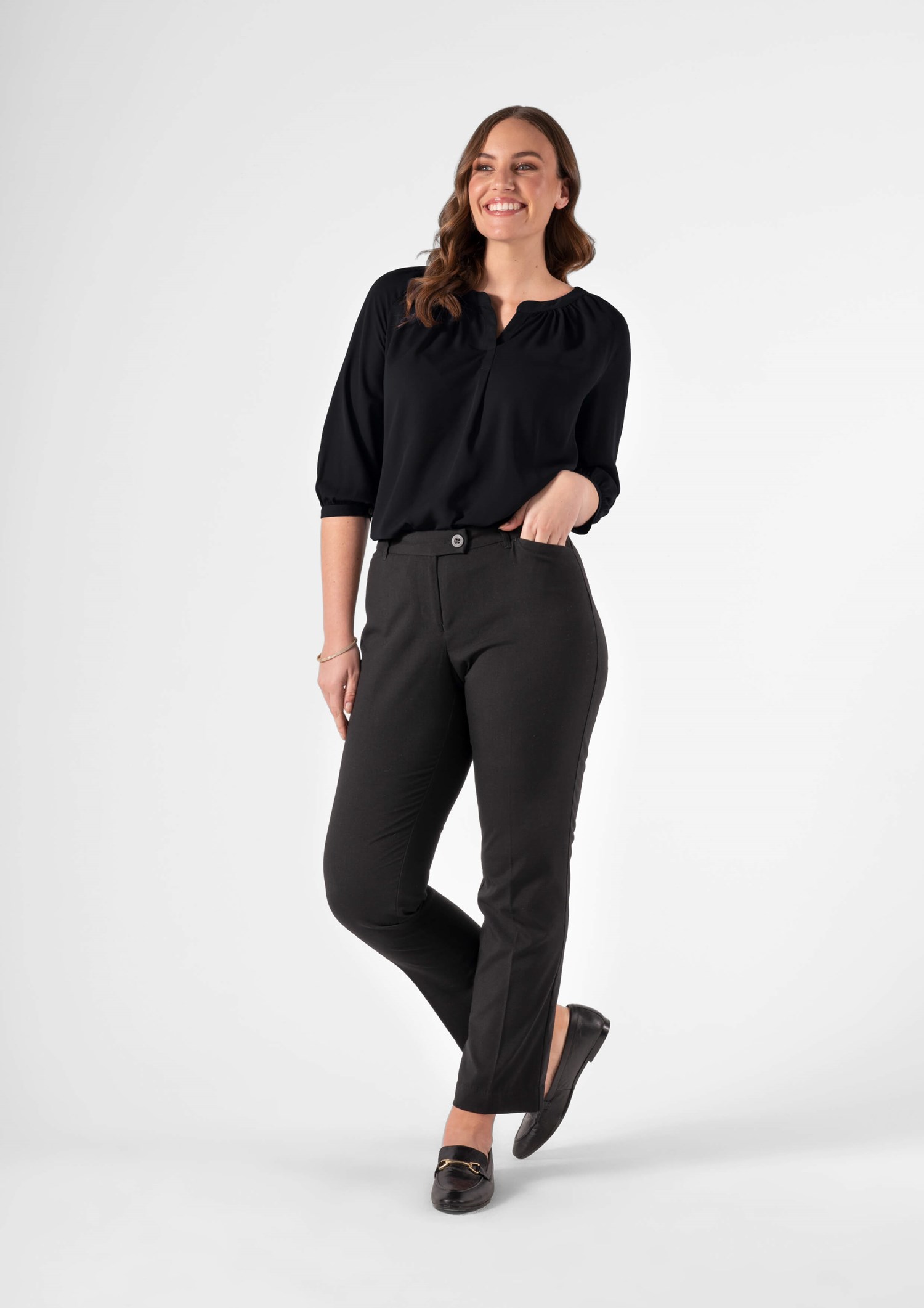 Florence 3/4 Sleeve Top - black