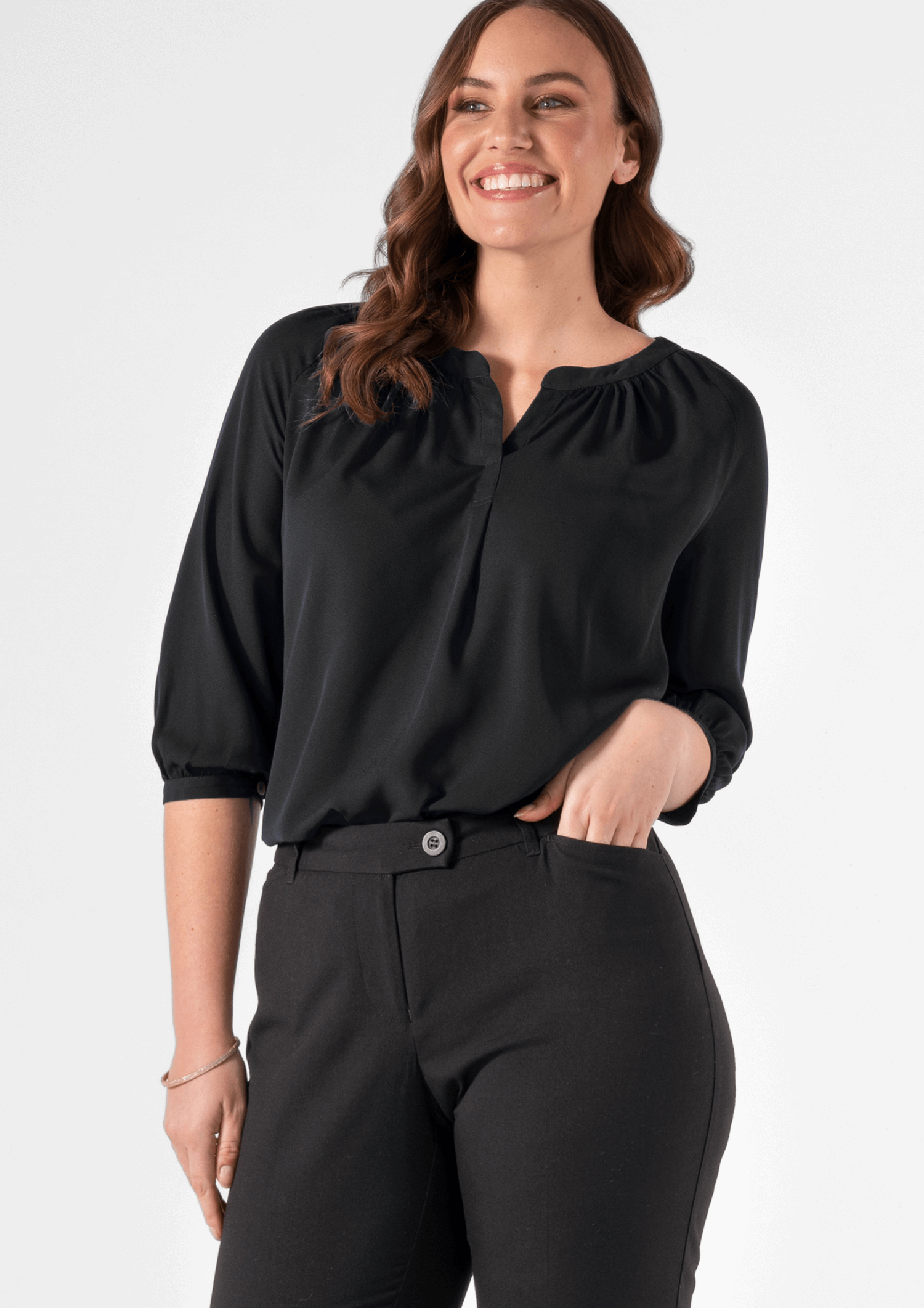 Florence 3/4 Sleeve Top - black