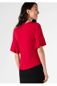 Roma Frill Sleeve Top - red