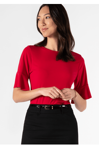 Roma Frill Sleeve Top - red