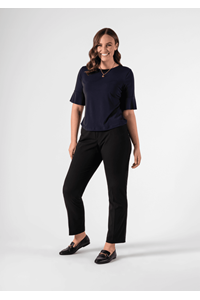 Roma Frill Sleeve Top - navy