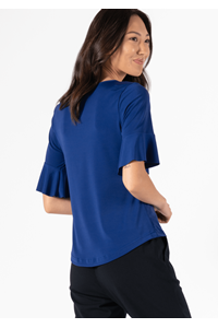 Roma Frill Sleeve Top - cobalt