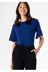 Roma Frill Sleeve Top - cobalt