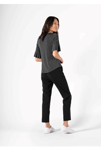 Roma Frill Sleeve Top - charcoal