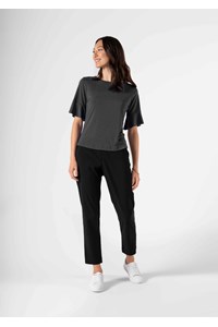 Roma Frill Sleeve Top - charcoal