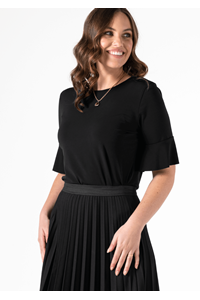 Roma Frill Sleeve Top - black