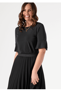 Roma Frill Sleeve Top - black