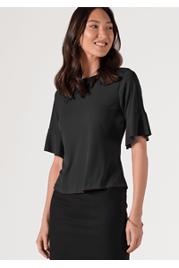 Roma Frill Sleeve Top - black