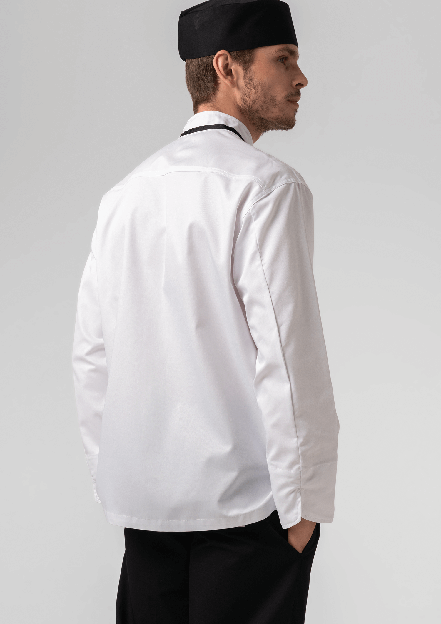 Classic Long Sleeve Trimmed Chef Jacket - white