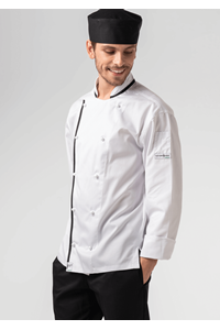Classic Long Sleeve Trimmed Chef Jacket - white