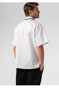 Classic Short Sleeve Trimmed Chef Jacket - white