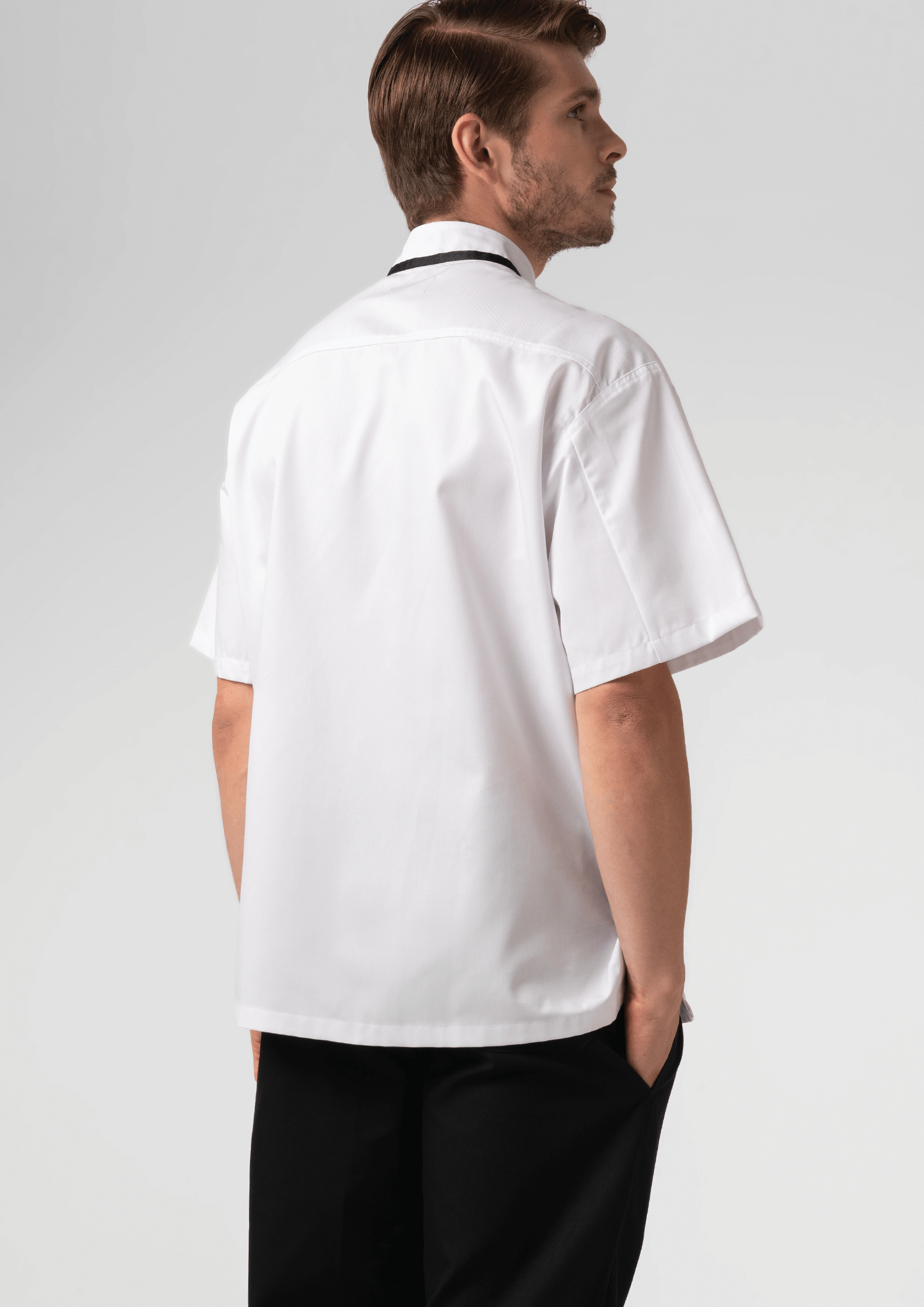 Classic Short Sleeve Trimmed Chef Jacket - white