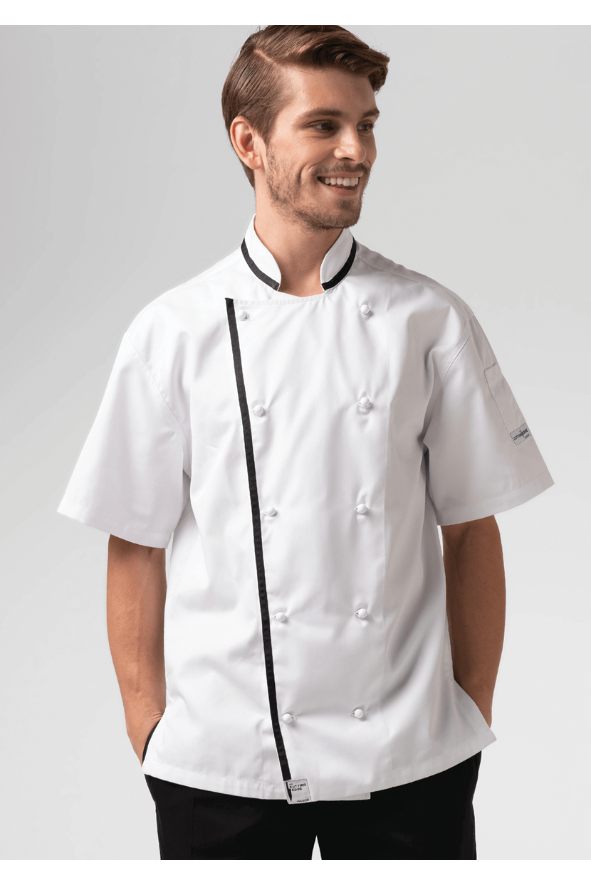 Classic Short Sleeve Trimmed Chef Jacket