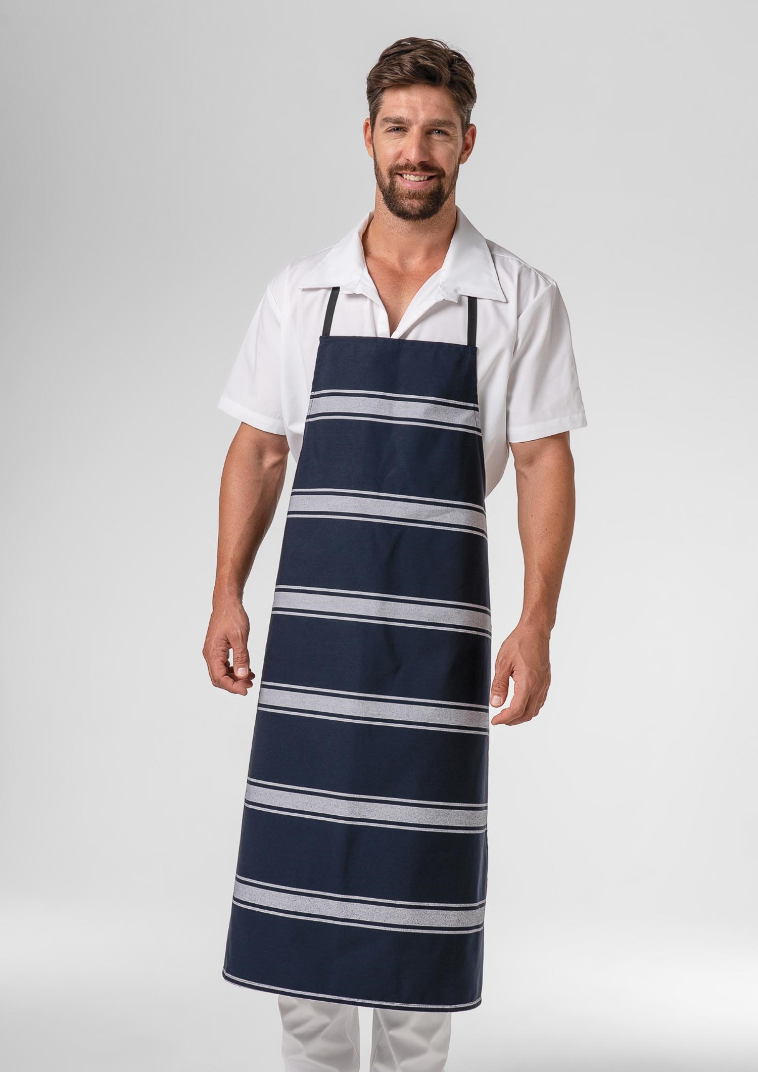 Stripe Bib Apron - navy/white