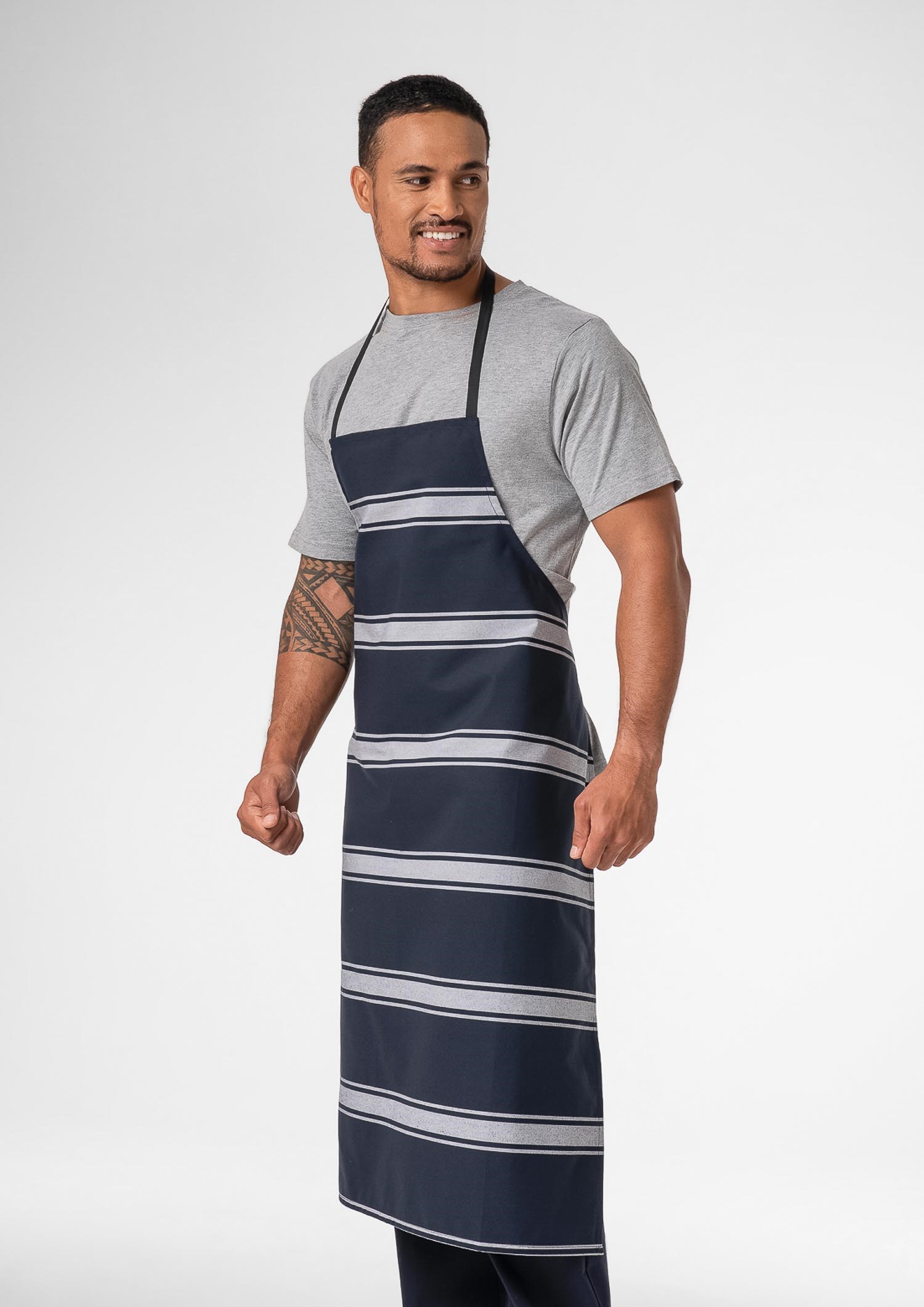 Stripe Bib Apron - navy/white