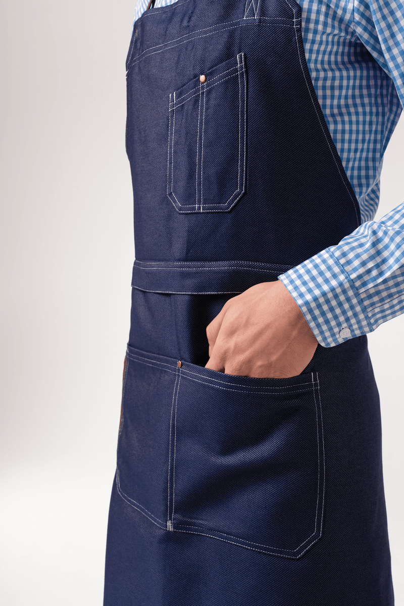 Adaptable Denim Bib Apron - indigo