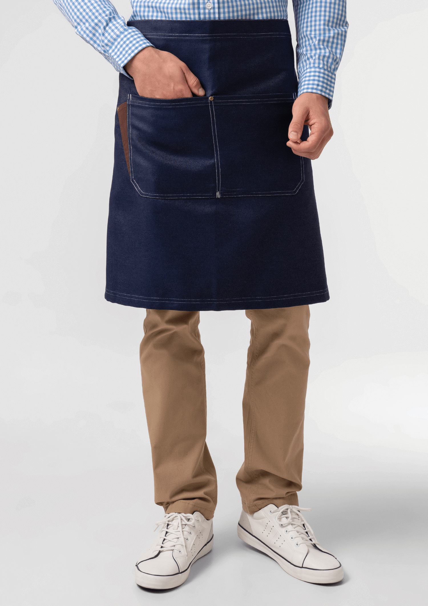 Adaptable Denim Bib Apron - indigo