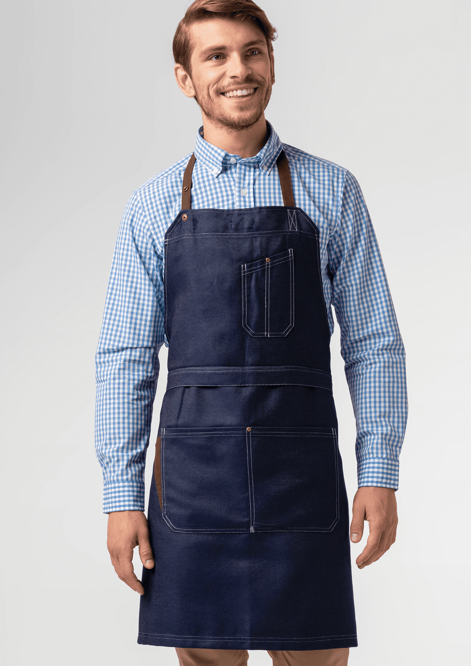 Adaptable Denim Bib Apron - indigo