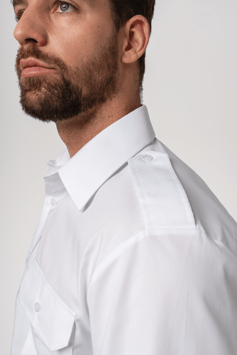 Men's Long Sleeve Epaulette Shirt - white