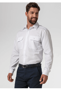 Men's Long Sleeve Epaulette Shirt - white